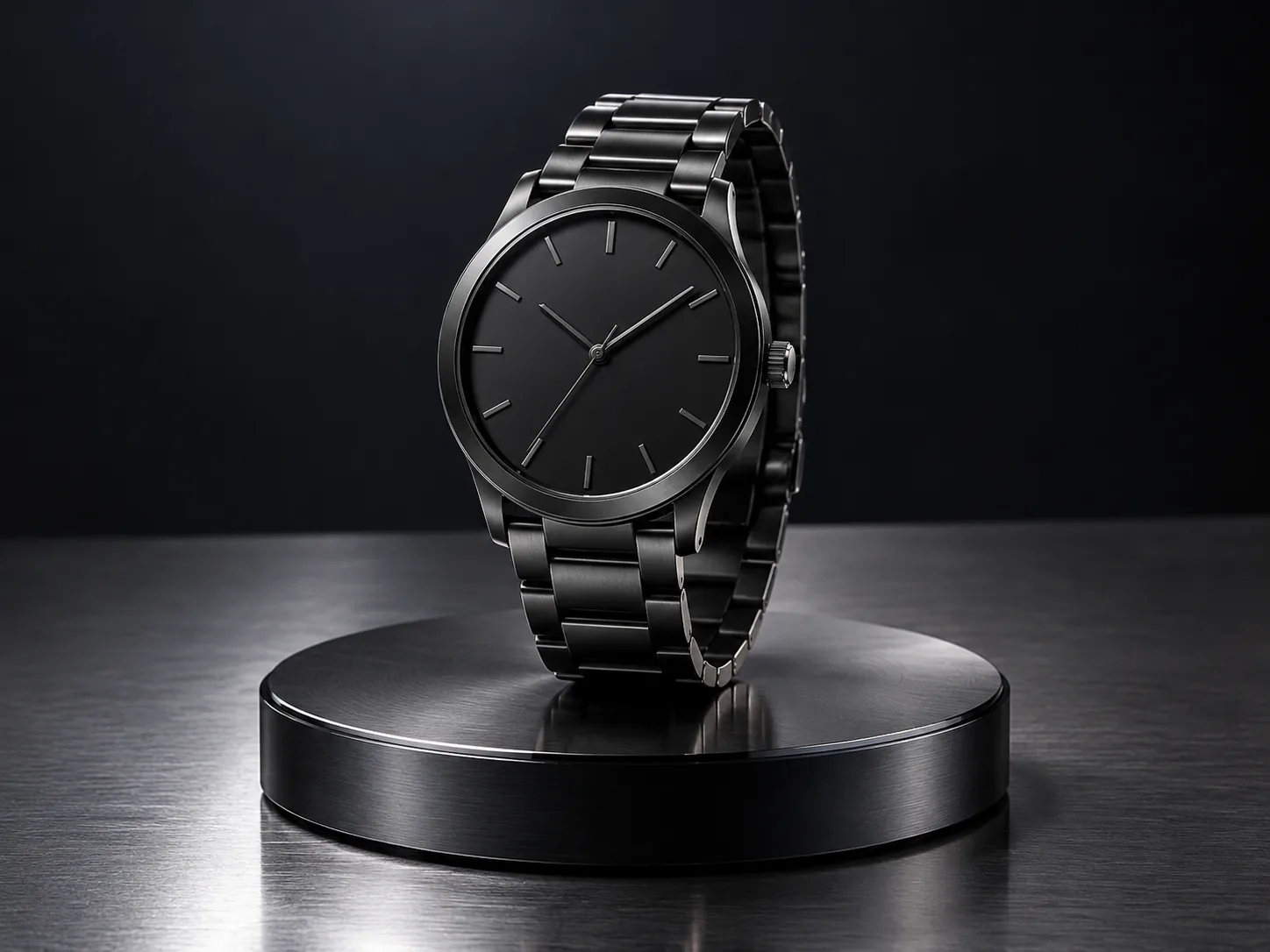 A product spot frame with a watch and controlled studio lighting