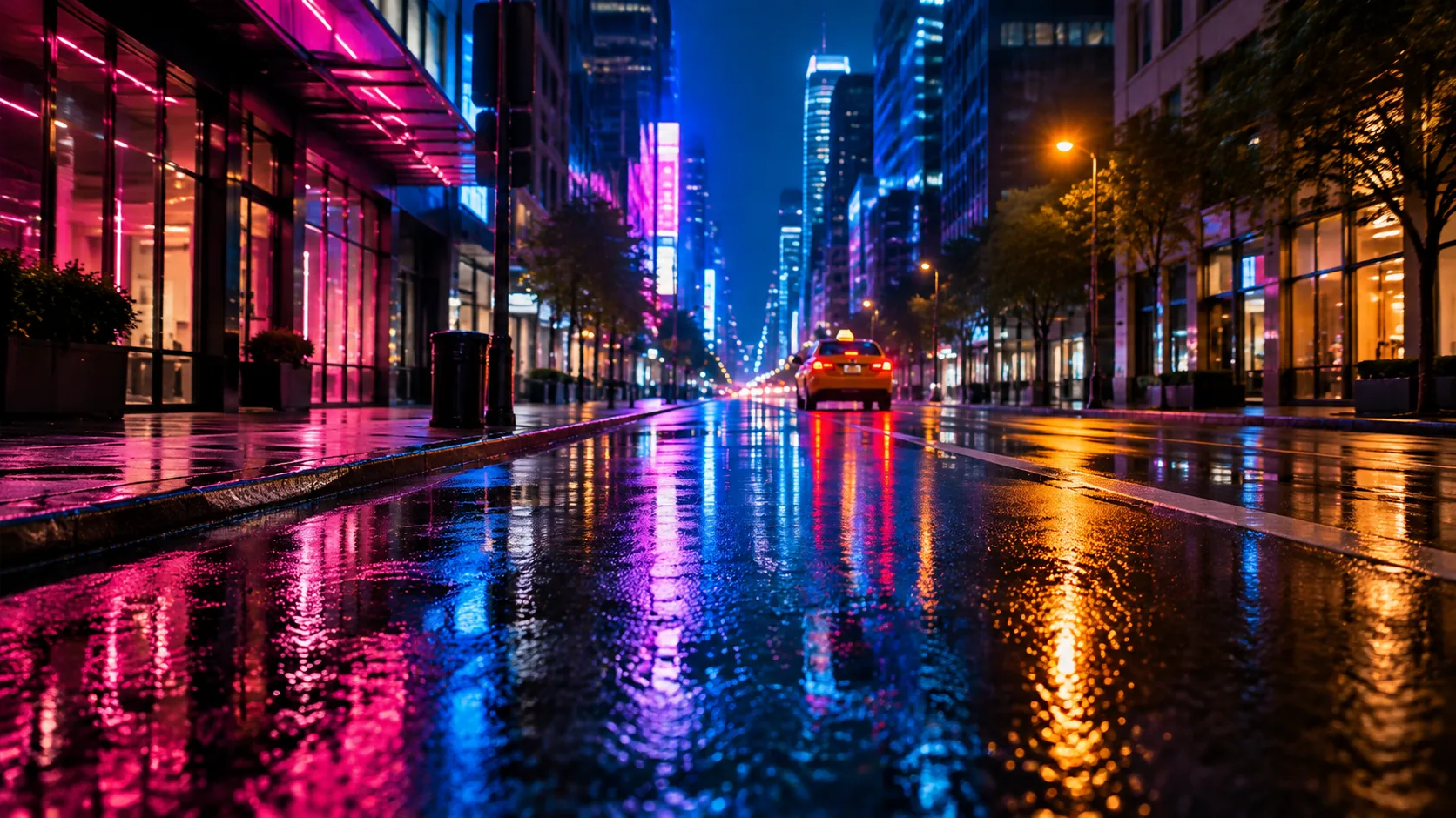 Neon street at night